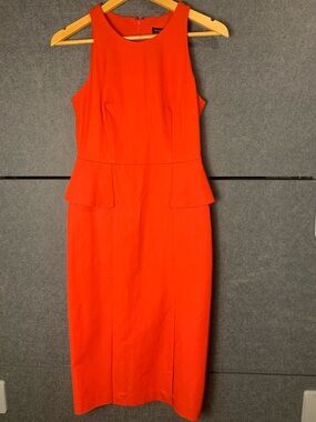 Banana Republic Orange Sleeveless Peplum Sheath Midi Dress